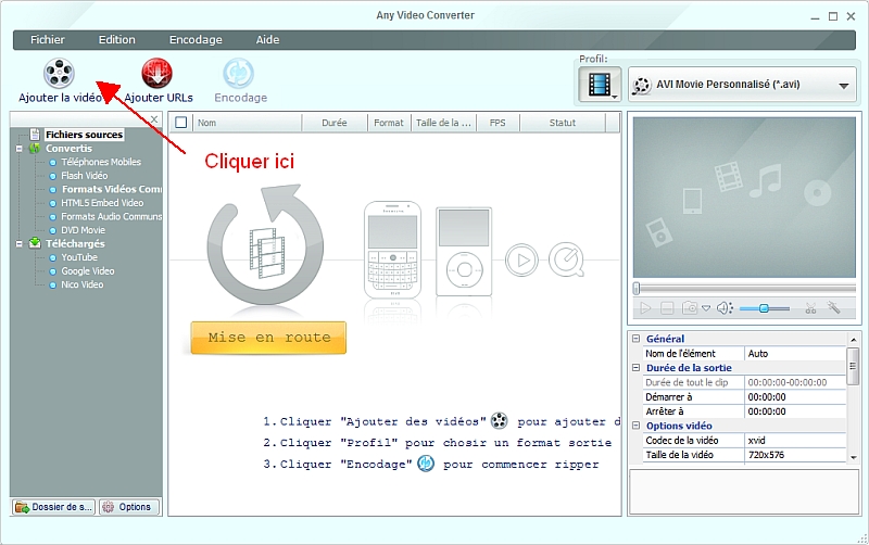 Any Video Converter - Slection d'un fichier vob