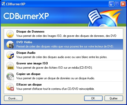 Graver un DVD Video - Graver avec CDBurnerXP - Graver un DVD