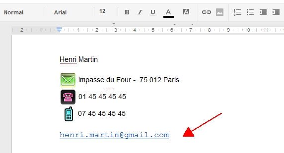 Rsultat : l'adresse mail est cliquable