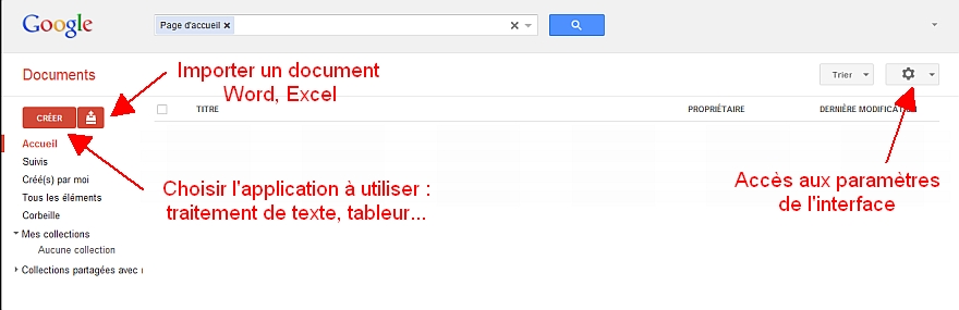 Interface de Google Documents