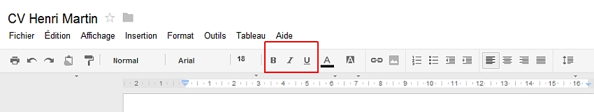 Dcouverte du menu Format de Google Documents