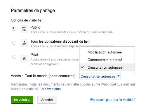 Rendre Public un document sous Google Documents