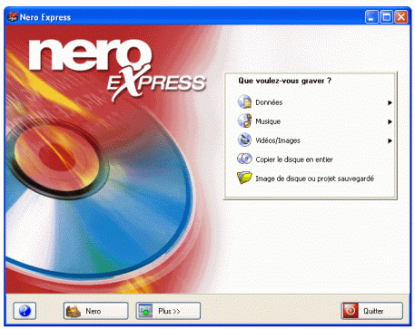 Interface de Nero Express