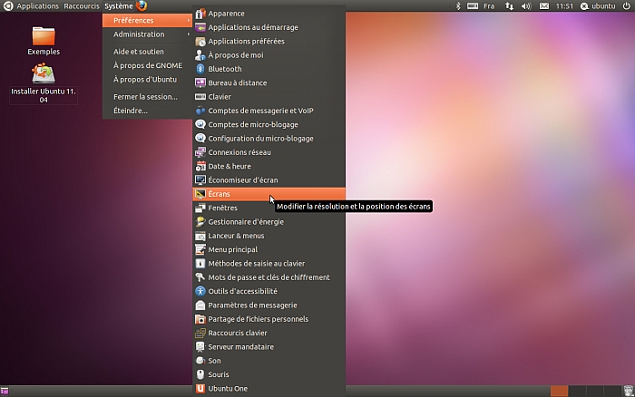 Modifiez vos prfrences : par exemple la rsolution d'cran