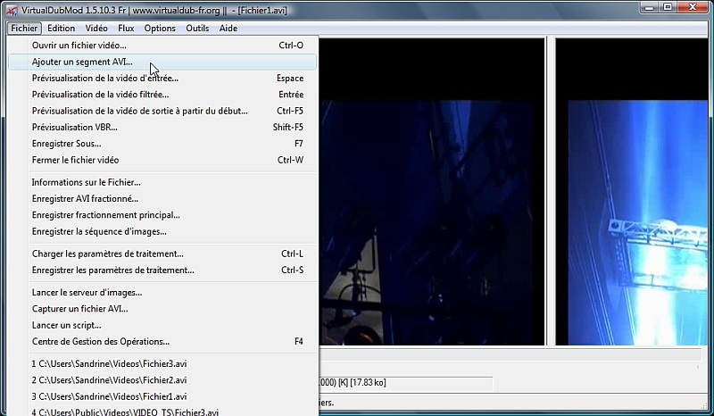 VirtualDubMOD - Assembler les fichiers avi
