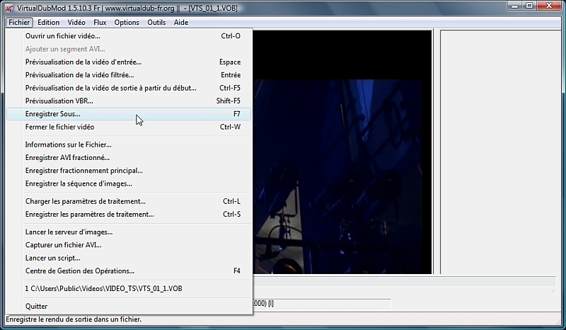 VirtualDubMOD - Enregistrer