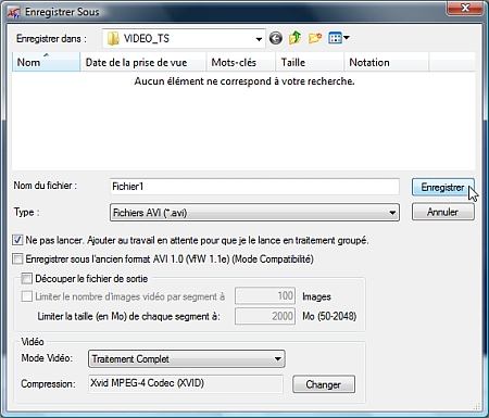 VirtualDubMOD - Enregistrer