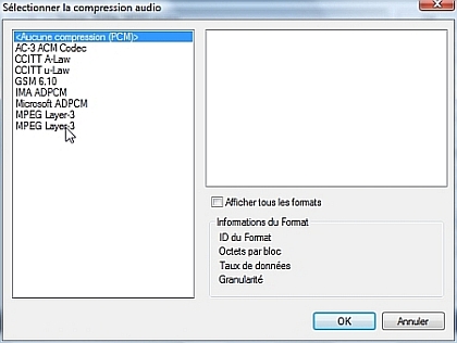 Configuration du flux audio - MP3