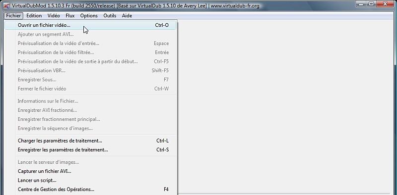 VirtualDubMOD - Ouvrir un fichier