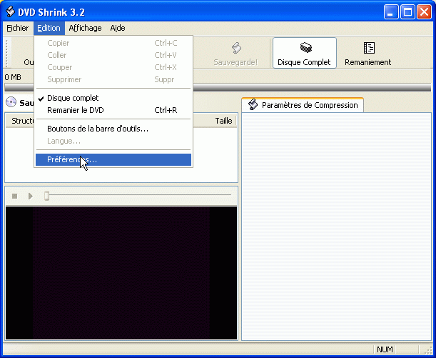 Paramtrer DVD Shrink