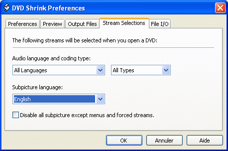 Stream Selection Setting