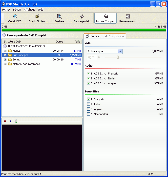 Structure du     DVD à ripper