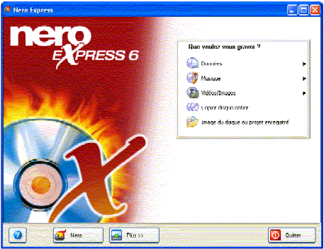 Interface de Nero Express
